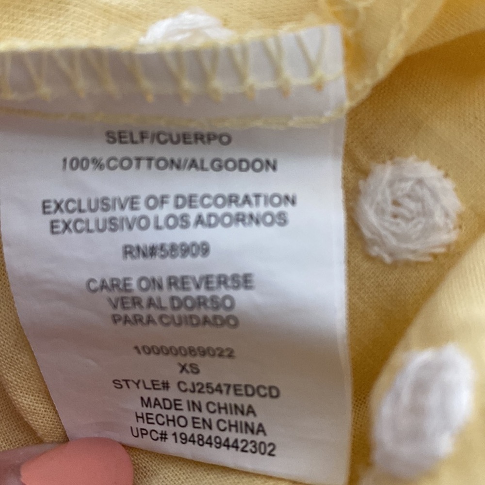 Copper Key Embroidered Dot Yellow Button Down Top Size XS - Picture 8 of 8
